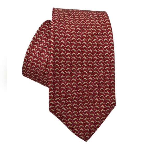 Brooks Brothers Silk Tie Red Dolphin 58 inches Necktie - Picture 2 of 9
